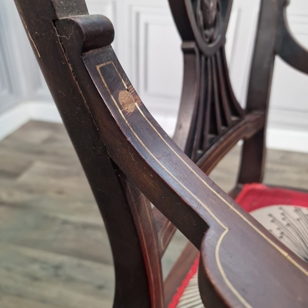 photo vintage Antique Edwardian Armchair Ornate Chippendale Type Carved Carver Desk Chair