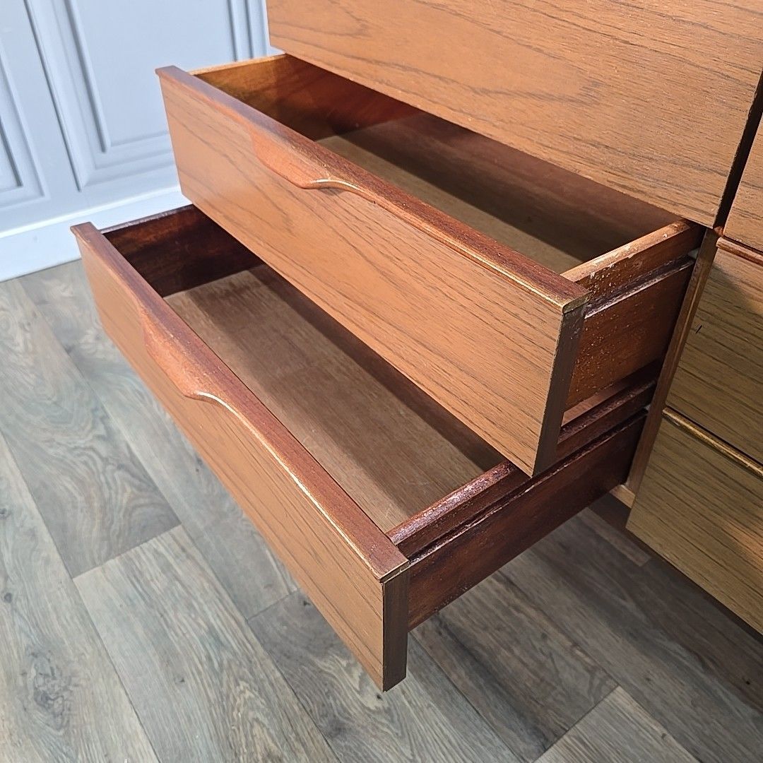 photo buy Retro Chest Of Drawers Vintage Mid Century Europa Furniture Teak Sleigh Legs