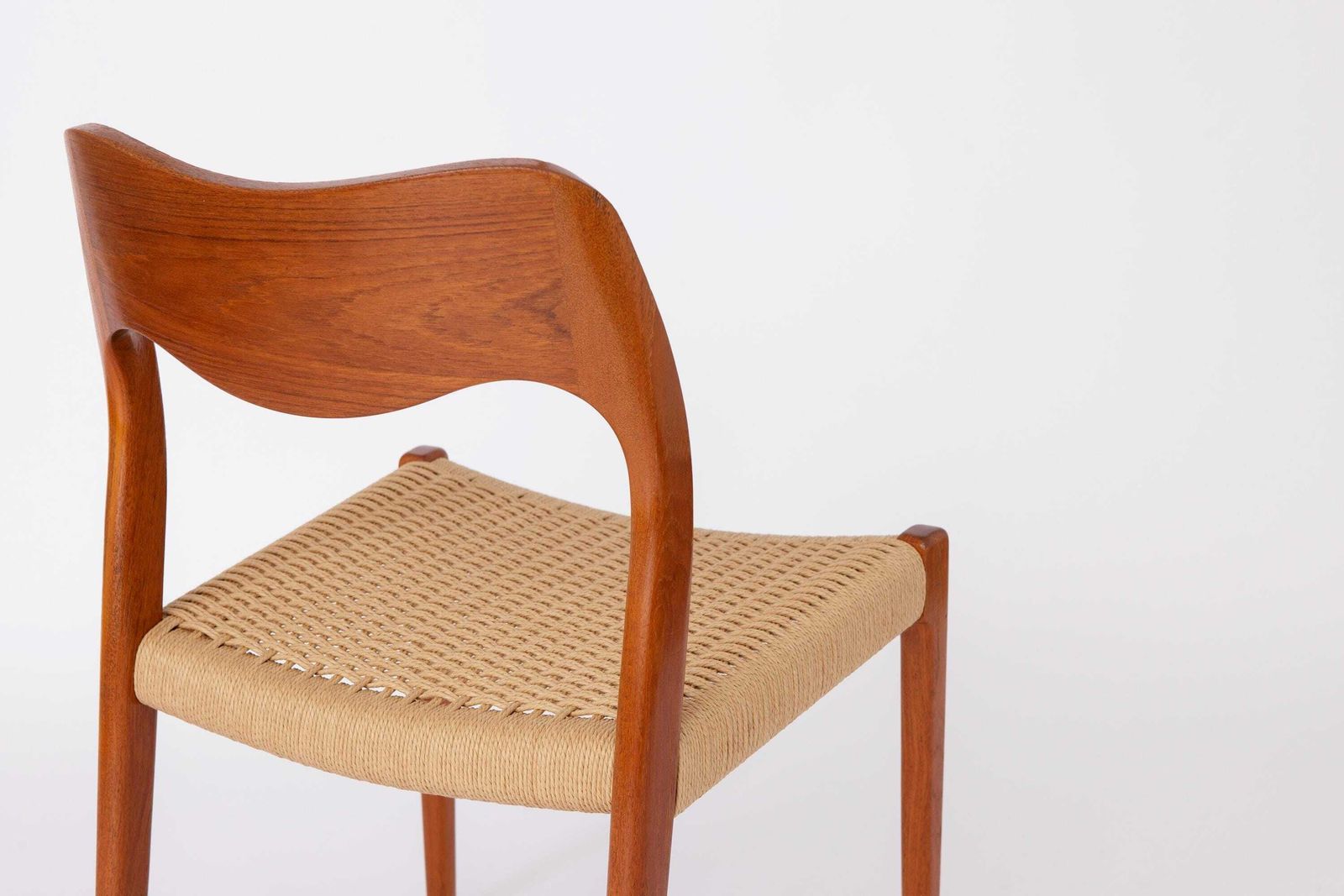 Niels Otto Møller Model 71 Chair (With Repair) In Teak With New Danish Cord, Danish Mid Century Dining Chair, Denmark 1950s photo vinterior