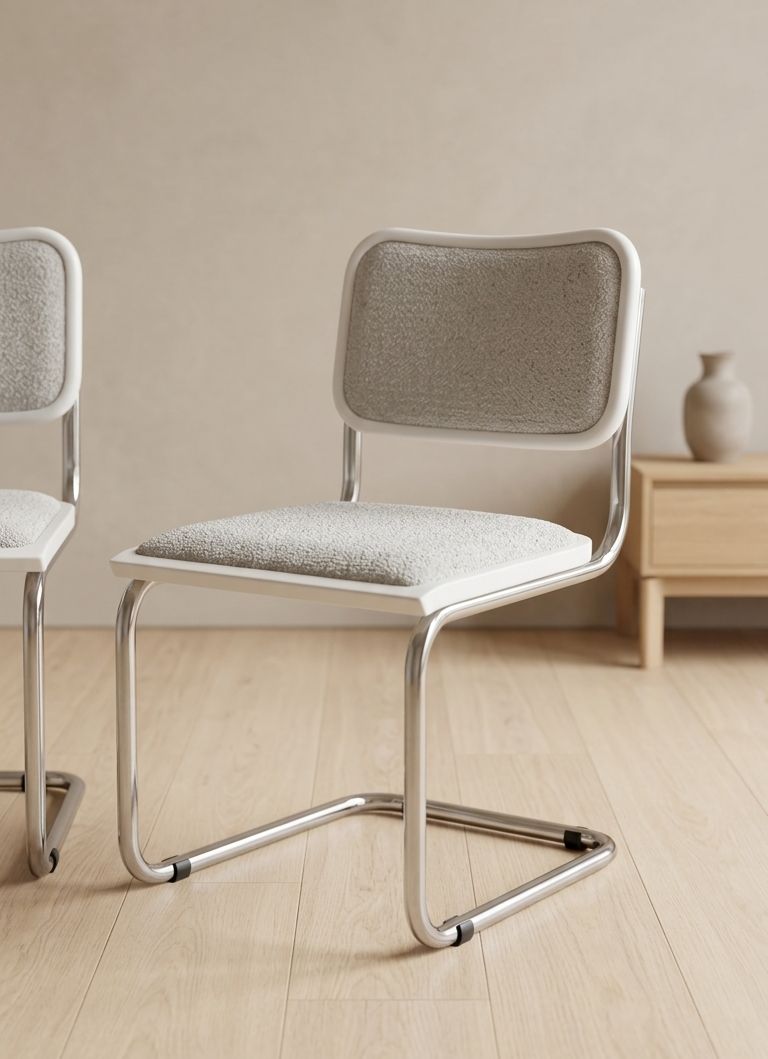 Set Of 4 Marcel Breuer Tubular Chairs, Mid Century Modern Bauhaus Chrome Cantilever Dining Chairs, 20th Century photo furniture