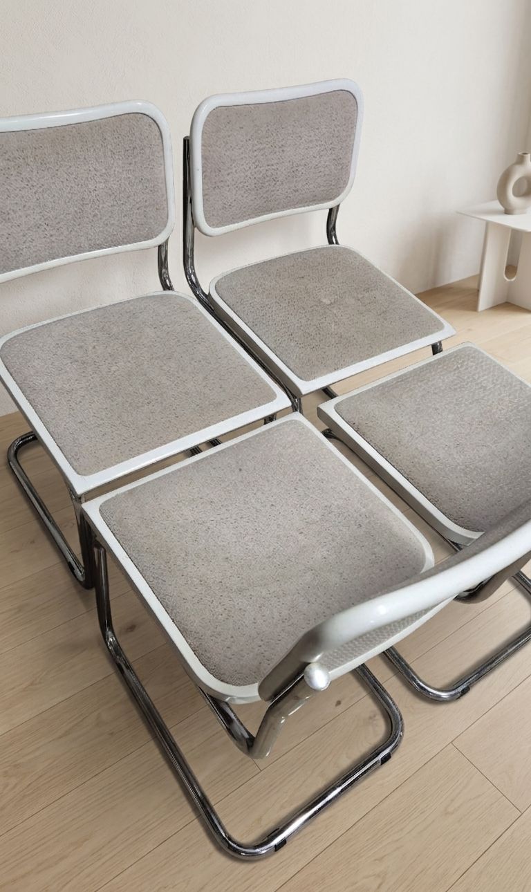 Set Of 4 Marcel Breuer Tubular Chairs, Mid Century Modern Bauhaus Chrome Cantilever Dining Chairs, 20th Century photo buy