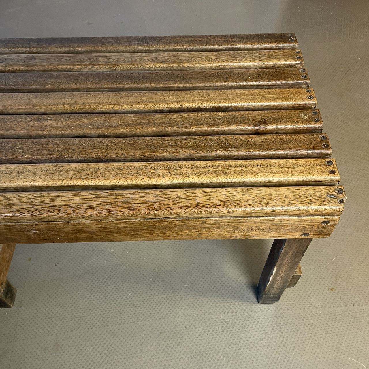 20th Century Teak Teak Slatted Art Gallery Viewing Bench photo for sale