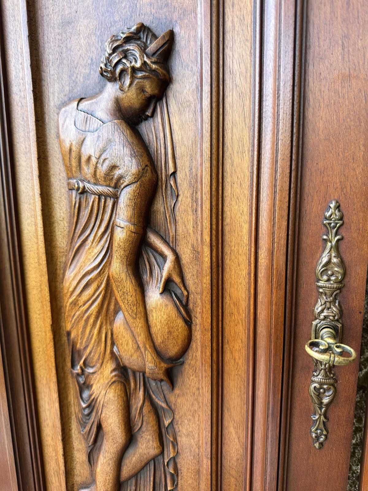 Antique French Walnut Doors | Hand Carved Neo Greek Cabinet Panels | 19th Century Wall Decor photo Home Fixtures