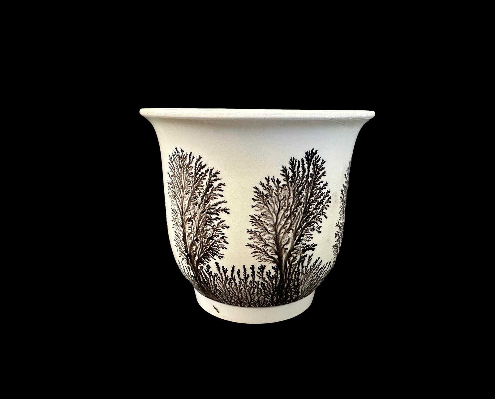 19th C. Sarreguemines Pedestal Cup | Antique French Faience Pottery, Dendritic Decor photo furniture