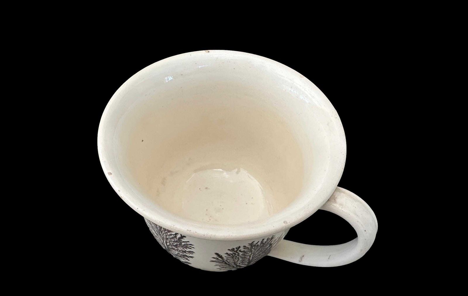 19th C. Sarreguemines Pedestal Cup | Antique French Faience Pottery, Dendritic Decor photo vinterior