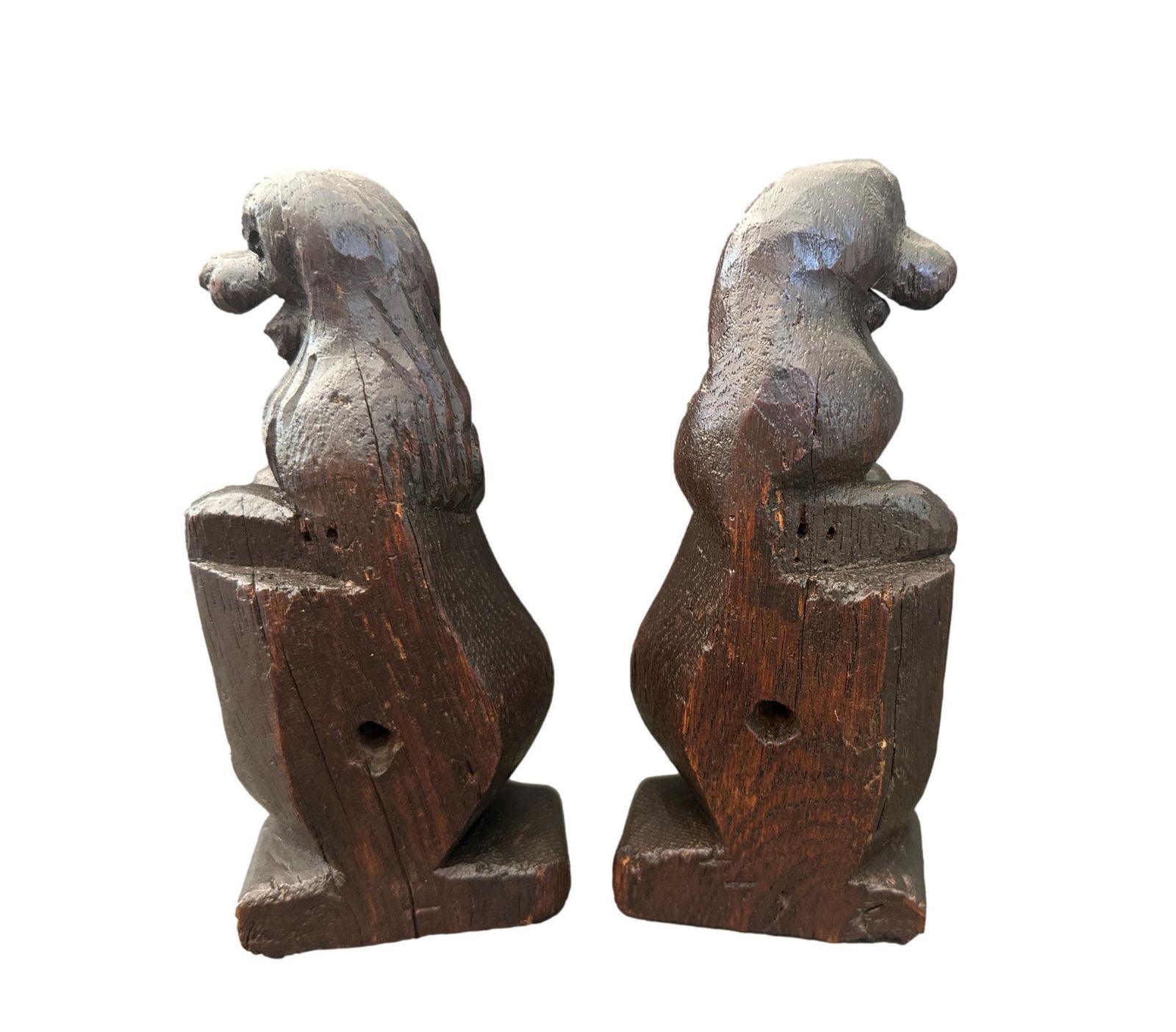 Hand Carved Oak Lions | 18th 19th Century Heraldic Ornaments, French Chateau Decor photo for sale