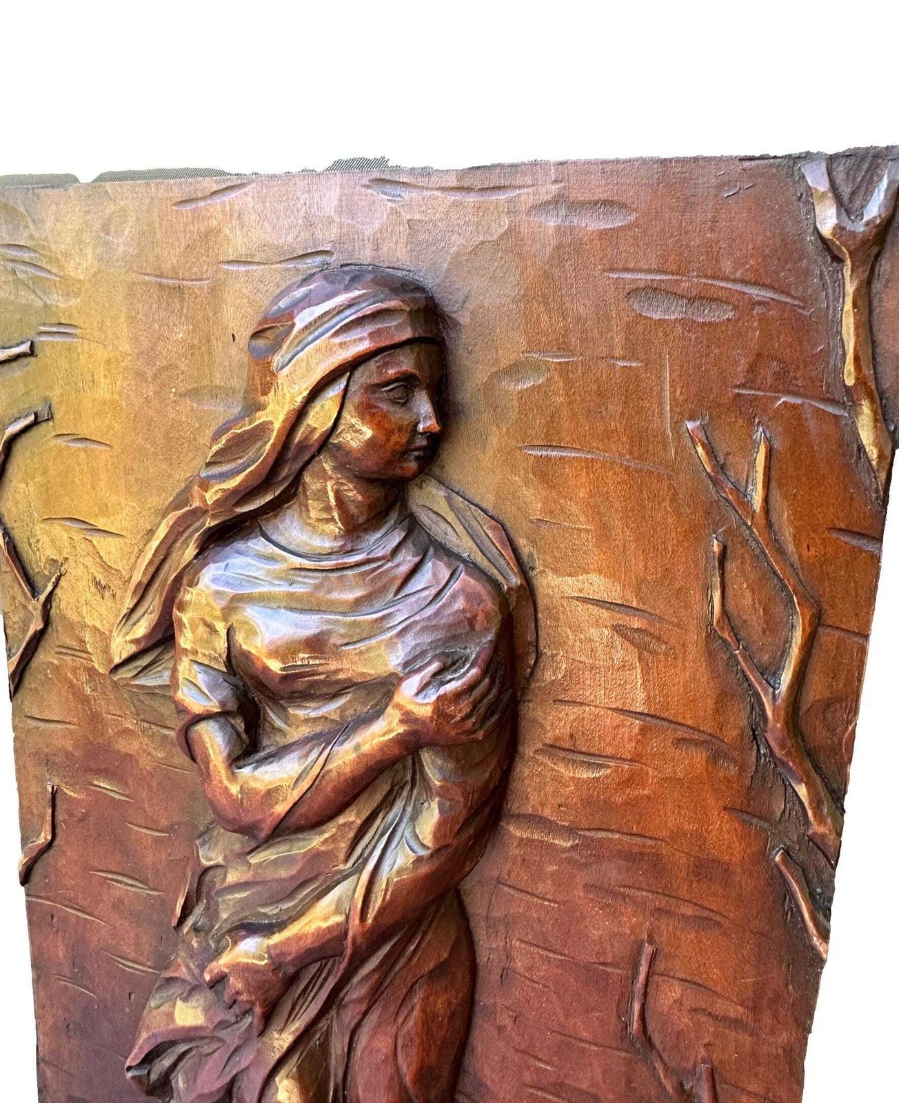 Antique 19th Century Hand Carved Wood Panel   French Architectural Salvage   Romantic Art Nouveau Wall Decor photo 289.0
