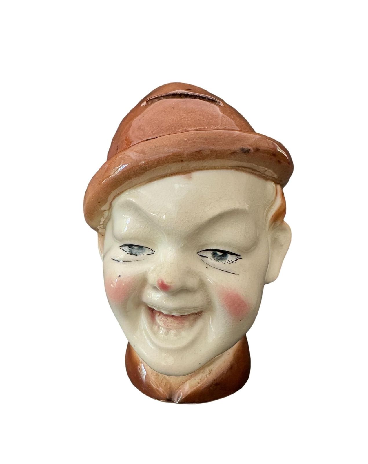 Rare Antique "Laughing Pierrot" Money Box   Keller & Guérin Lunéville   French Art Pottery, Early 20th Century