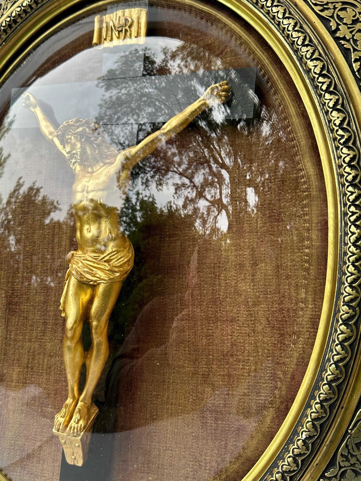 Large Antique French Religious Frame 19th Century Napoleon III Style – Catholic Home Altar Decor – Victorian Wall Art – Sacred Heart Era photo Art