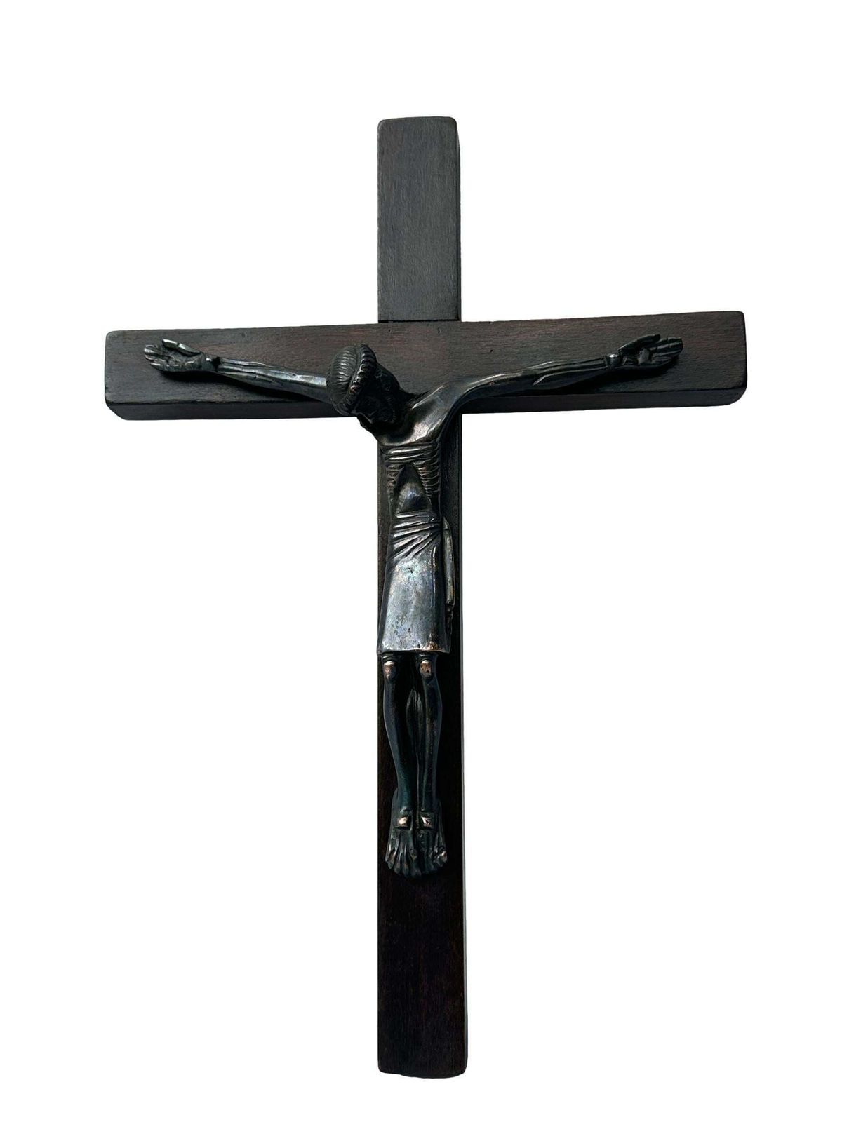 Jean Lambert Rucki (1888 1967) Art Deco Bronze Crucifix   Modernist Cubist Christ Sculpture
