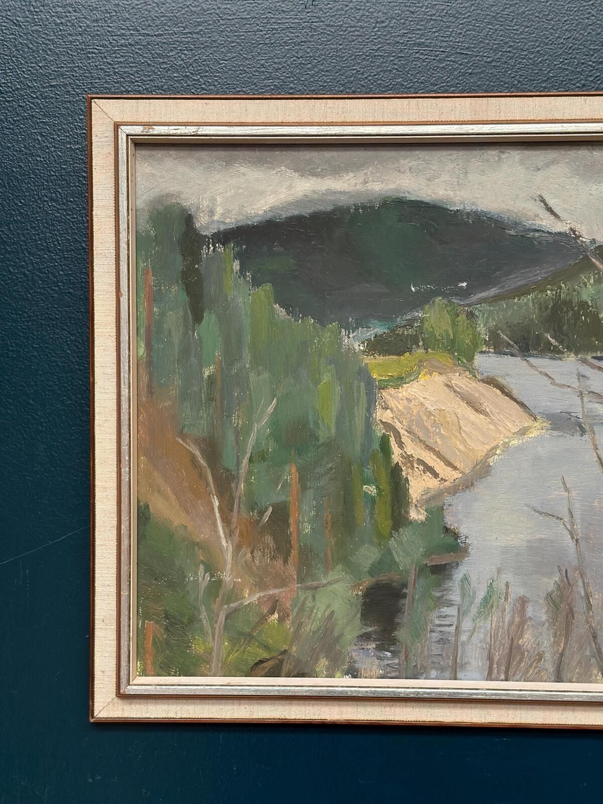 Original Mid Century Swedish Oil On Panel – “Shore” By Karl Olof Larsen – Dated 1945 – Vintage & Framed – 50 × 40 Cm (19.7" × 15.7") photo Art