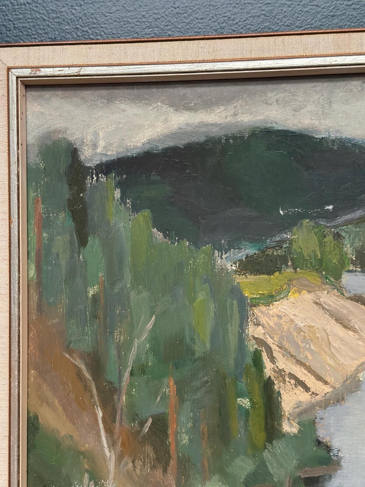 Original Mid Century Swedish Oil On Panel – “Shore” By Karl Olof Larsen – Dated 1945 – Vintage & Framed – 50 × 40 Cm (19.7" × 15.7") photo vinterior