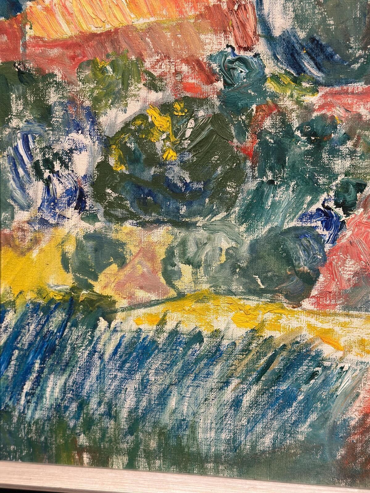 Art Original Swedish Oil On Canvas – “östra Tollstad I” By Vivianne Larsson – Vintage & Framed – 63.5 × 43.5 Cm (25" × 17.1") photo