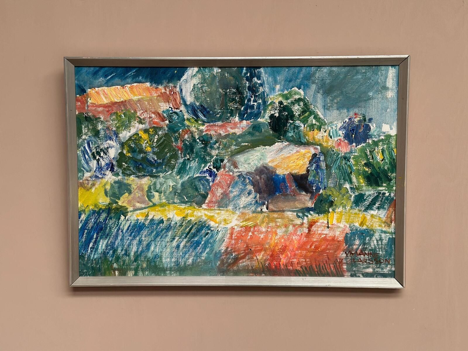 photo buy Original Swedish Oil On Canvas – “östra Tollstad I” By Vivianne Larsson – Vintage & Framed – 63.5 × 43.5 Cm (25" × 17.1")