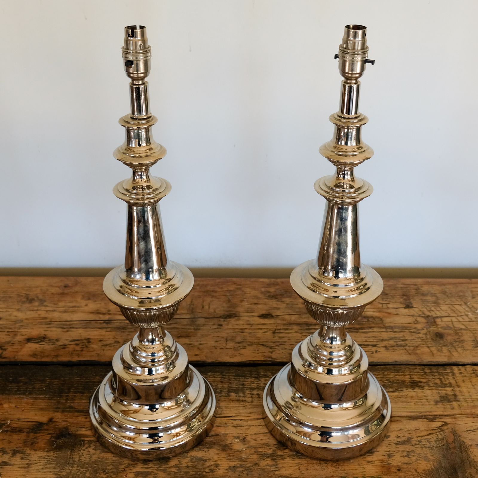 Superb Pair Of French Nickel Plated Table Lamps photo vinterior