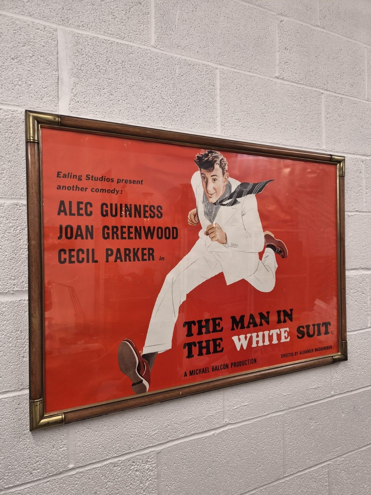 Vintage The Man In The White Suit Film Poster Alec Guinness Ealing Studios 1951 Framed