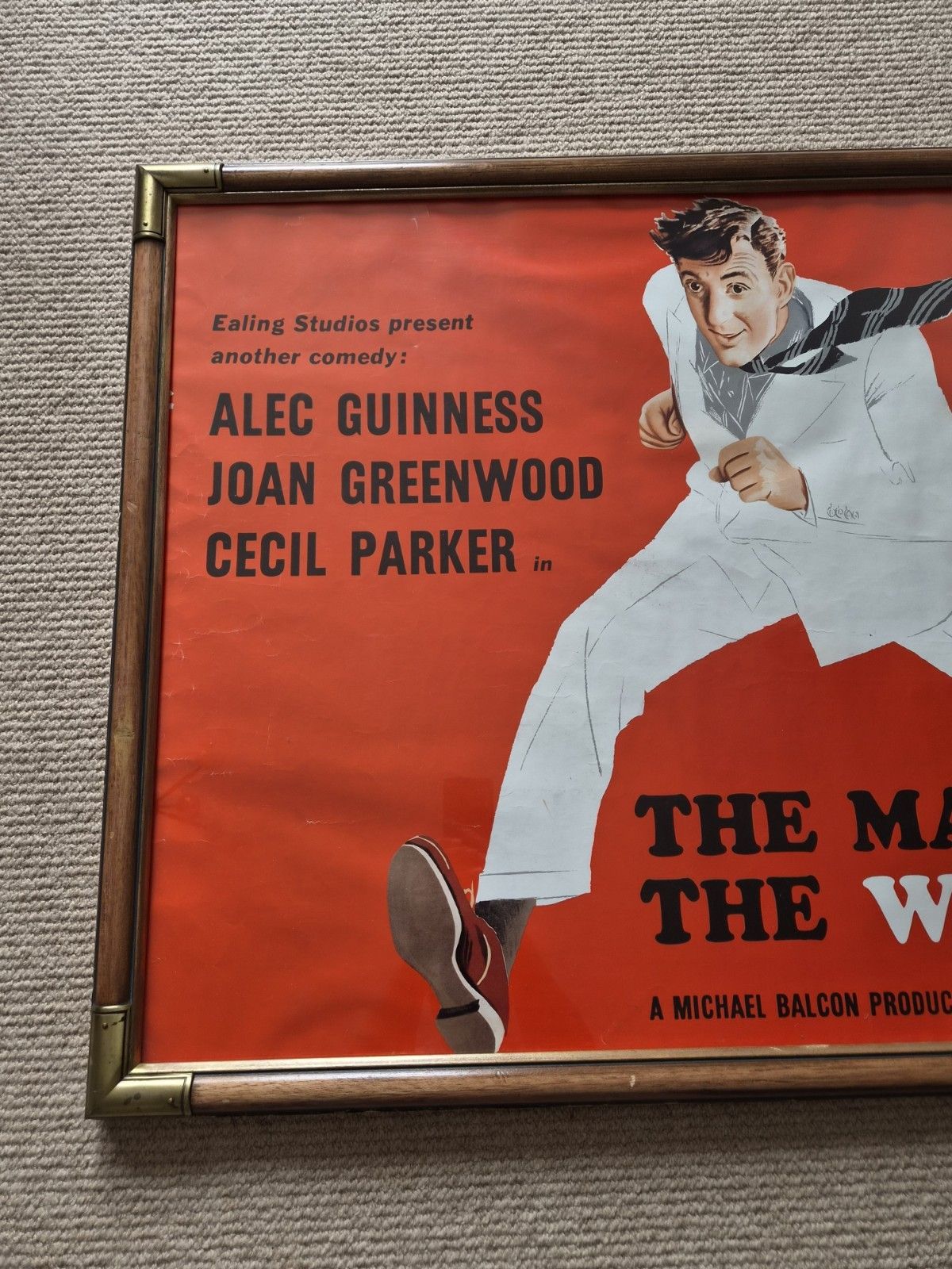 Vintage The Man In The White Suit Film Poster Alec Guinness Ealing Studios 1951 Framed photo Art