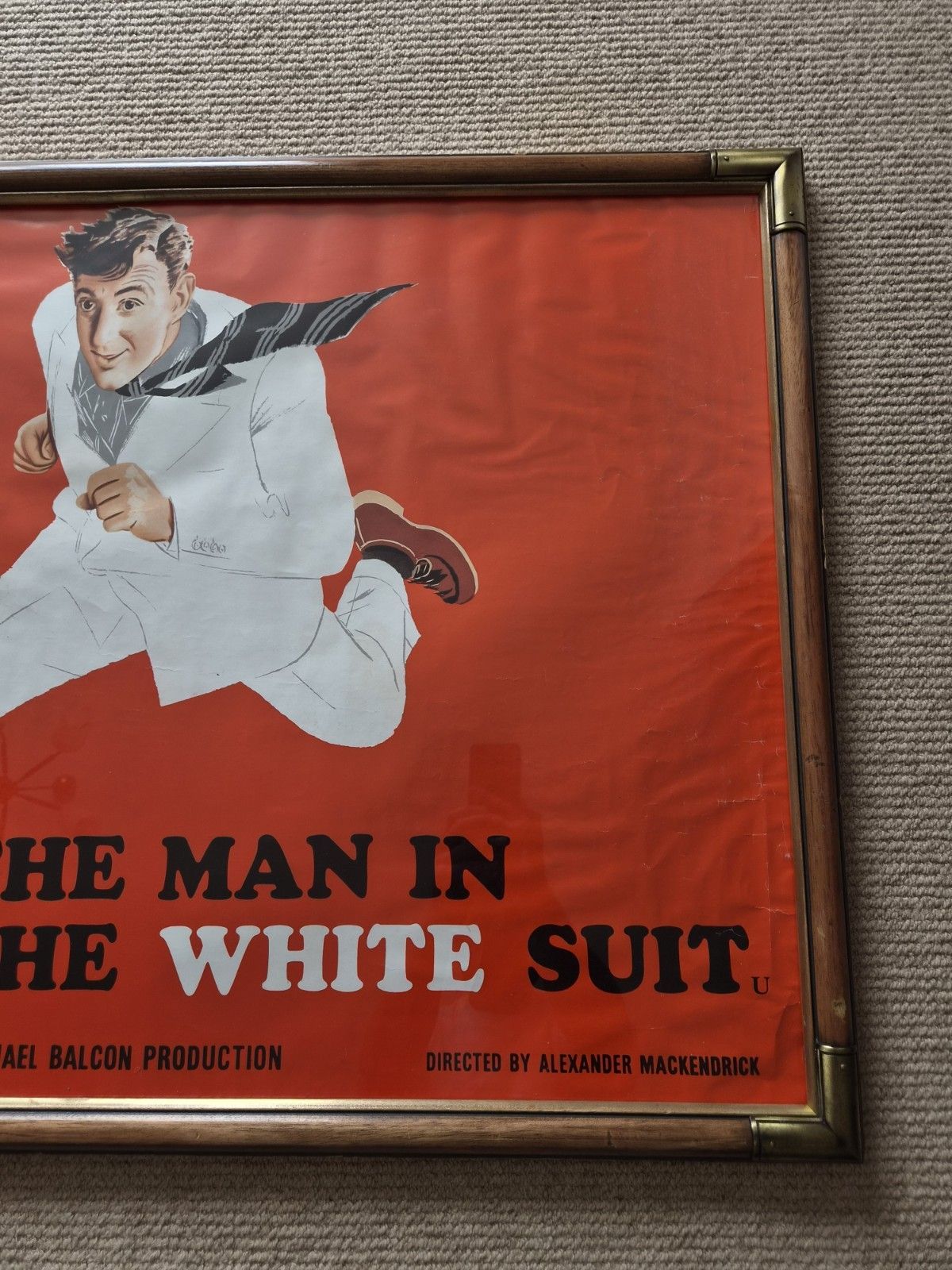 Vintage The Man In The White Suit Film Poster Alec Guinness Ealing Studios 1951 Framed photo 126.0