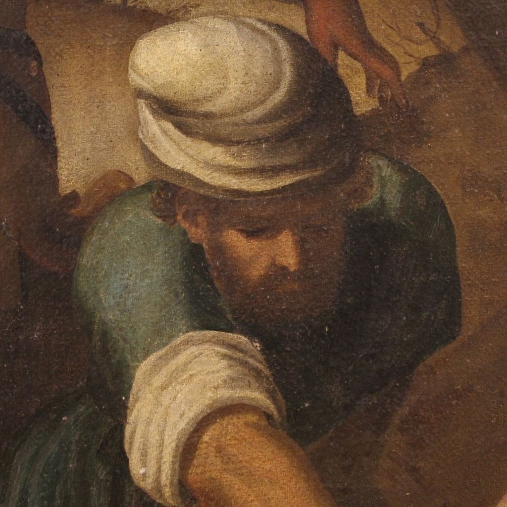 photo for sale Antiek Italiaans schilderij van de Kruisweg, Tocht naar Calvarie, 17e eeuw