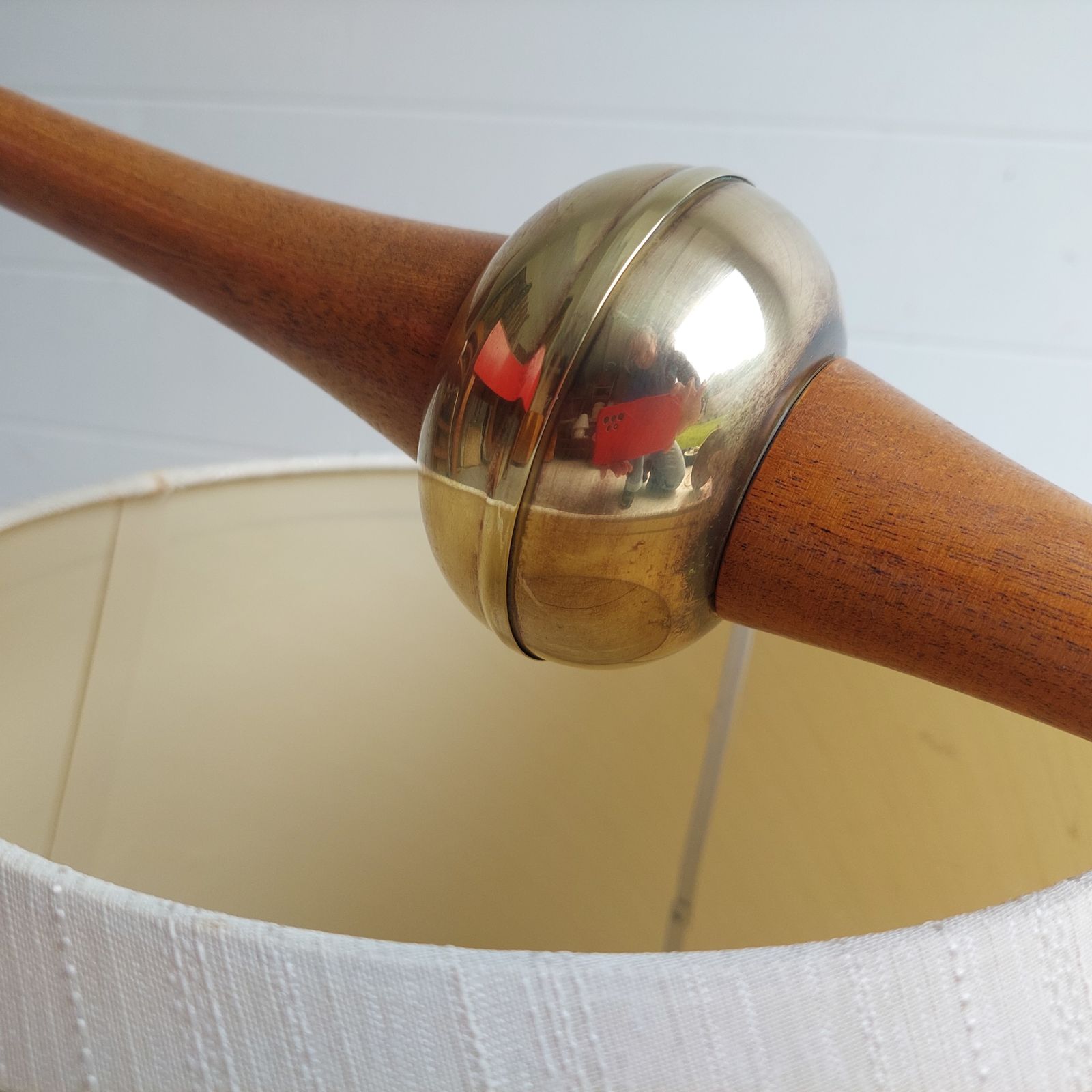 photo buy Mid Century Teak & Brass Floor Lamp Base 60s  Danish Style Vintage Standard Lamp