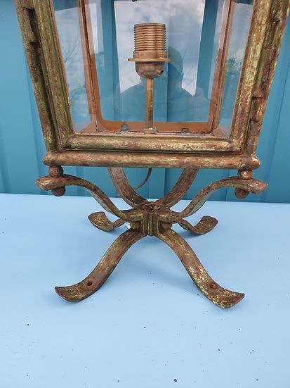 Victorian Green Painted Garden Lantern Converted From Gas photo vintage