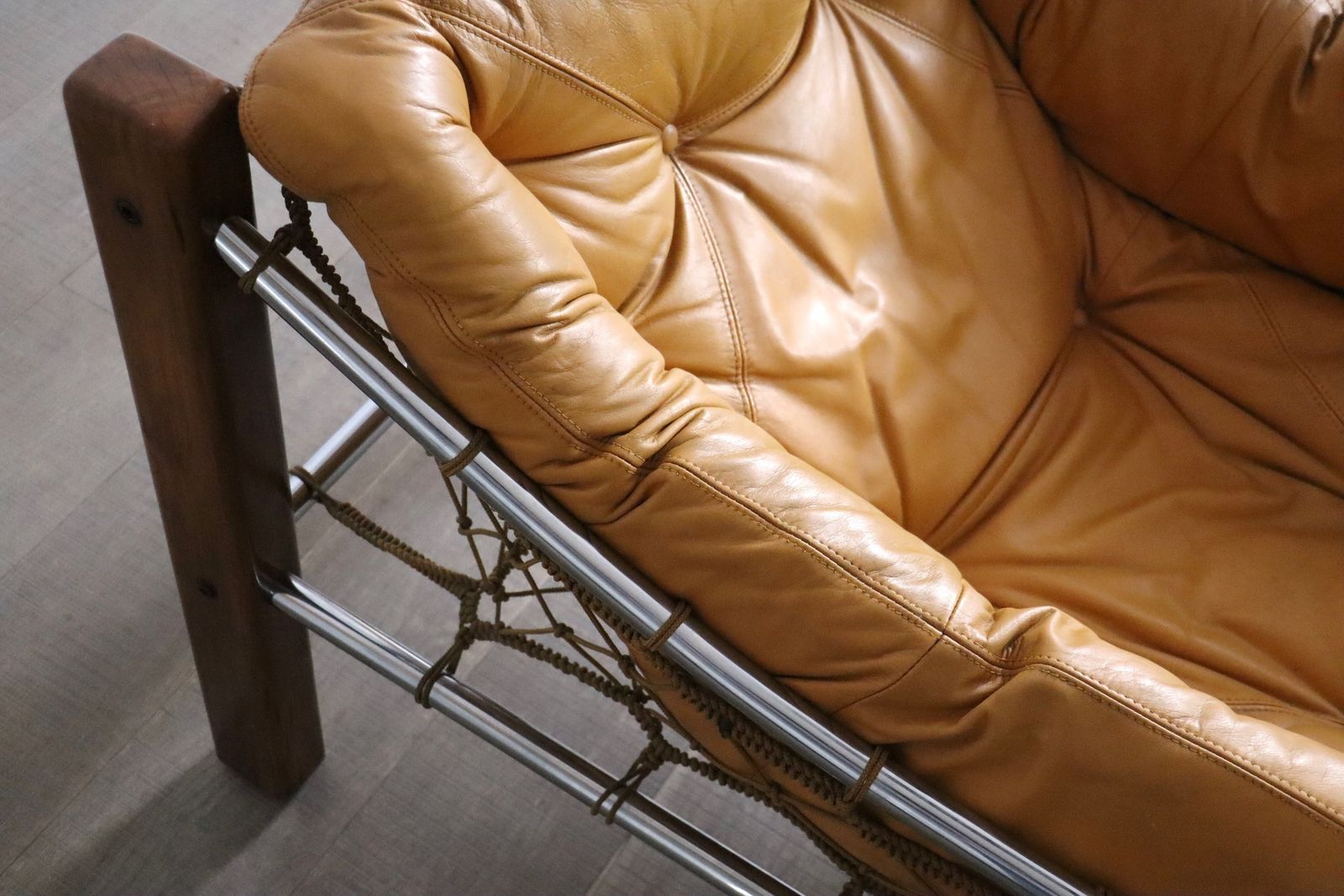 photo furniture Rare Amazonas Lounge Chair With Ottoman In Cognac Leather By Jean Gillon Brazil 1960s