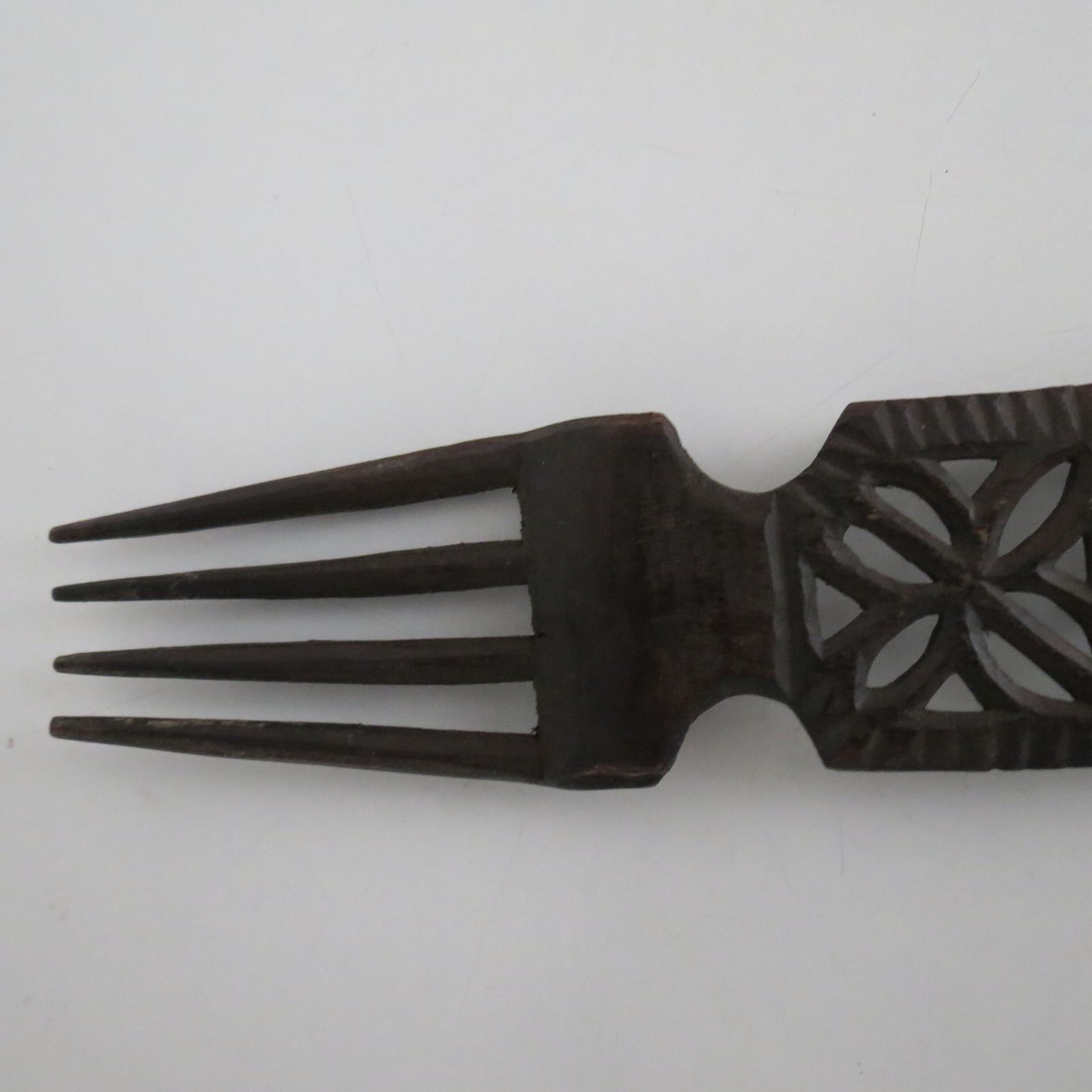 110.0 Hand Carved Welsh Love Spoon And Fork 1920s photo