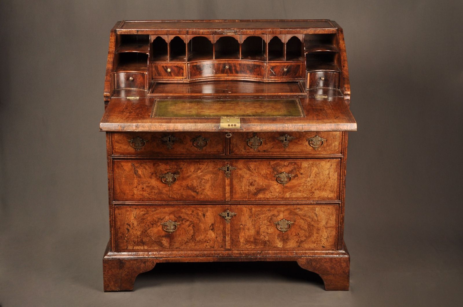 Rare Queen Anne Burr Walnut Bureau photo vintage