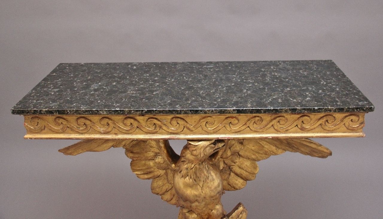 Early 20th Century Antique Gilt And Marble Top Console Table photo Furniture