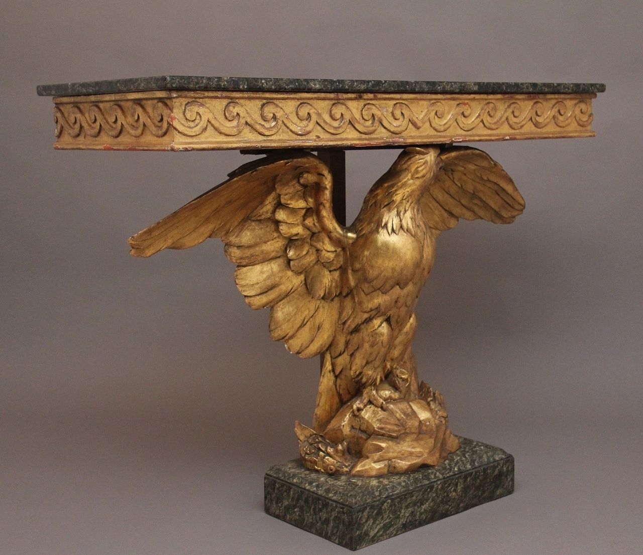 Early 20th Century Antique Gilt And Marble Top Console Table photo vinterior