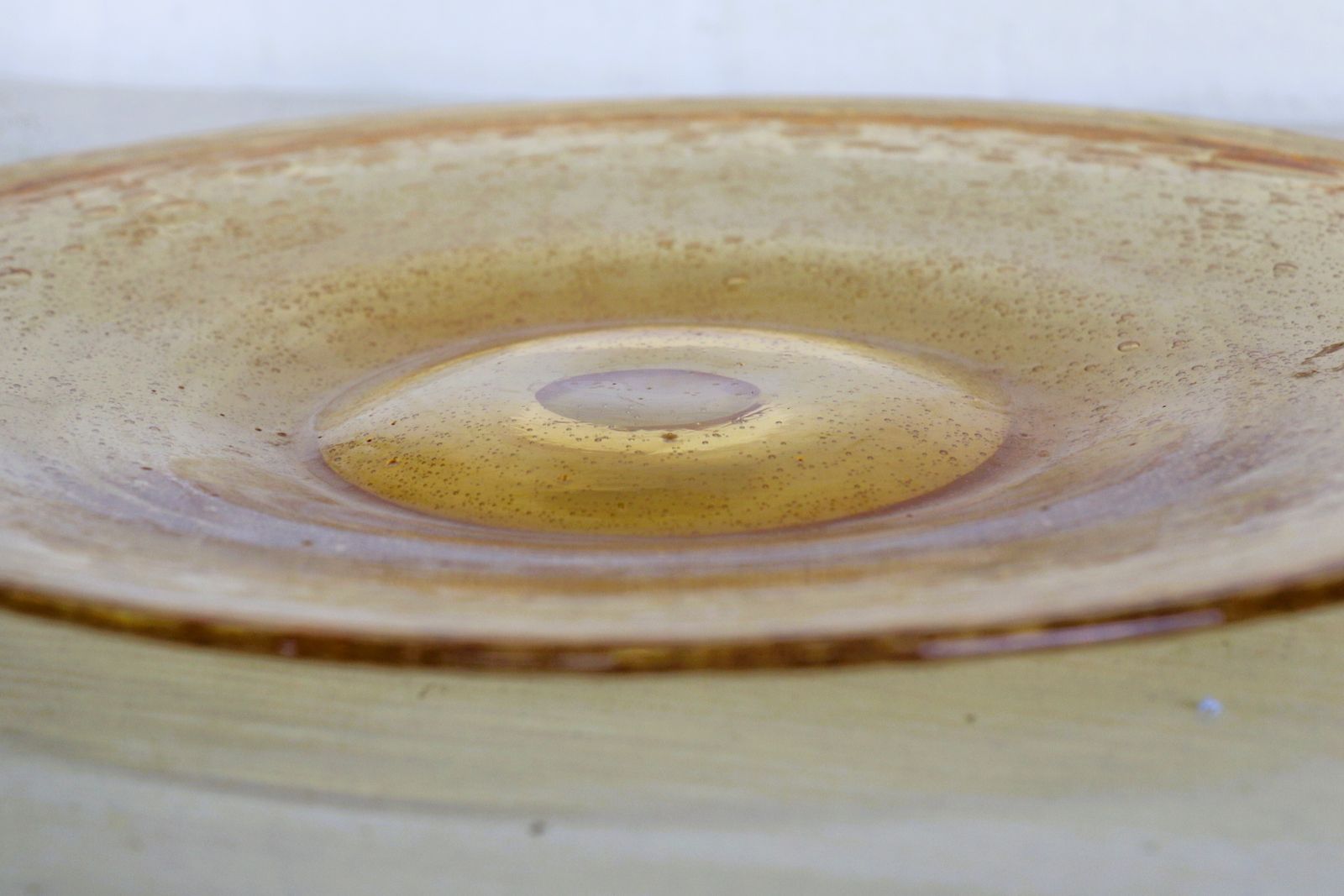 A Pair Of Mid Century Italian Low Glass Dishes Pale Yellow Coloured With Intense Bubble Decoration photo buy