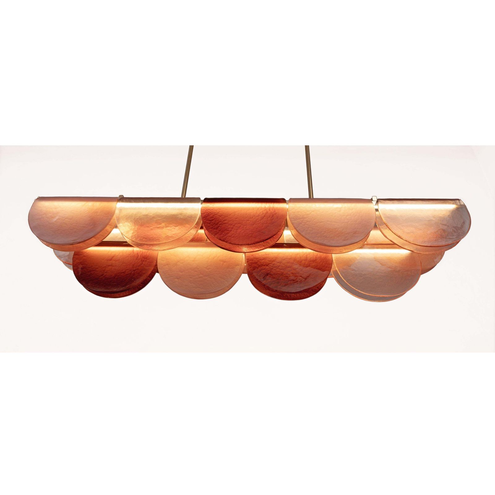 Italiaanse modulaire lineaire hanglamp van Murano-glas en messing in roze en rood photo 6919.0