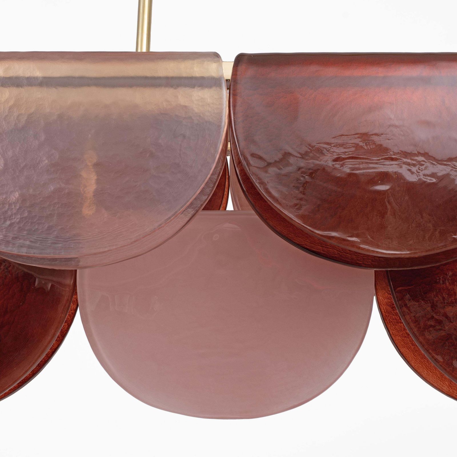 Lighting Italian Murano Glass And Brass Modular Linear Chandelier In Pink And Red photo