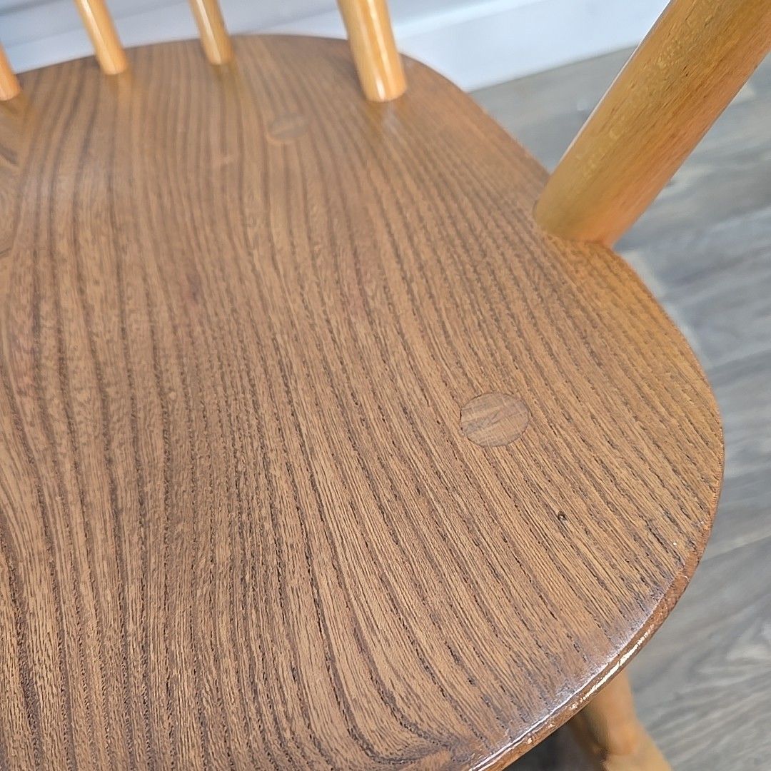 photo furniture Ercol Quaker Rocking Chair Blonde Elm Beech Windsor Armchair Vintage Mcm Retro