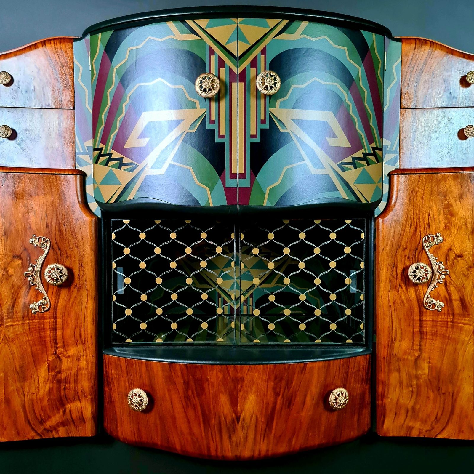 Furniture Art Deco Cocktail Cabinet. Fully Restored Restored And Re Designed. photo