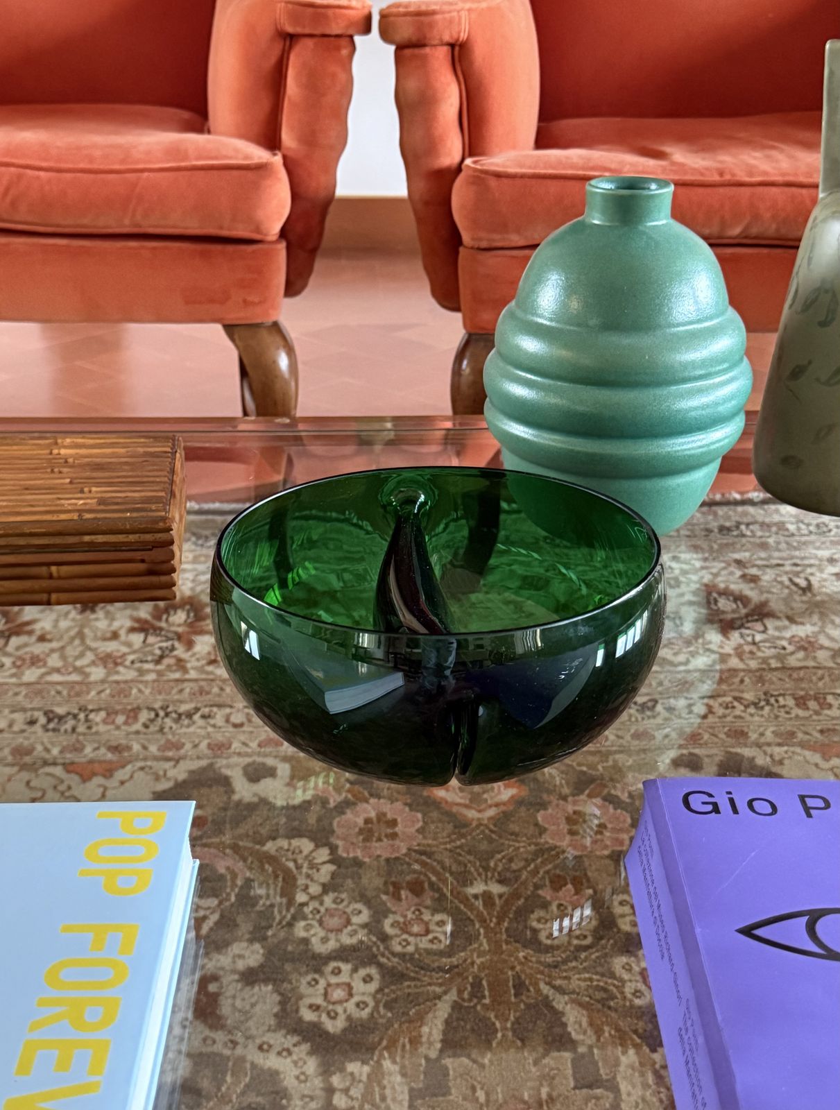 Mid Century Green Glass Bowl / Centerpiece,  Italy 1960s photo 350.0