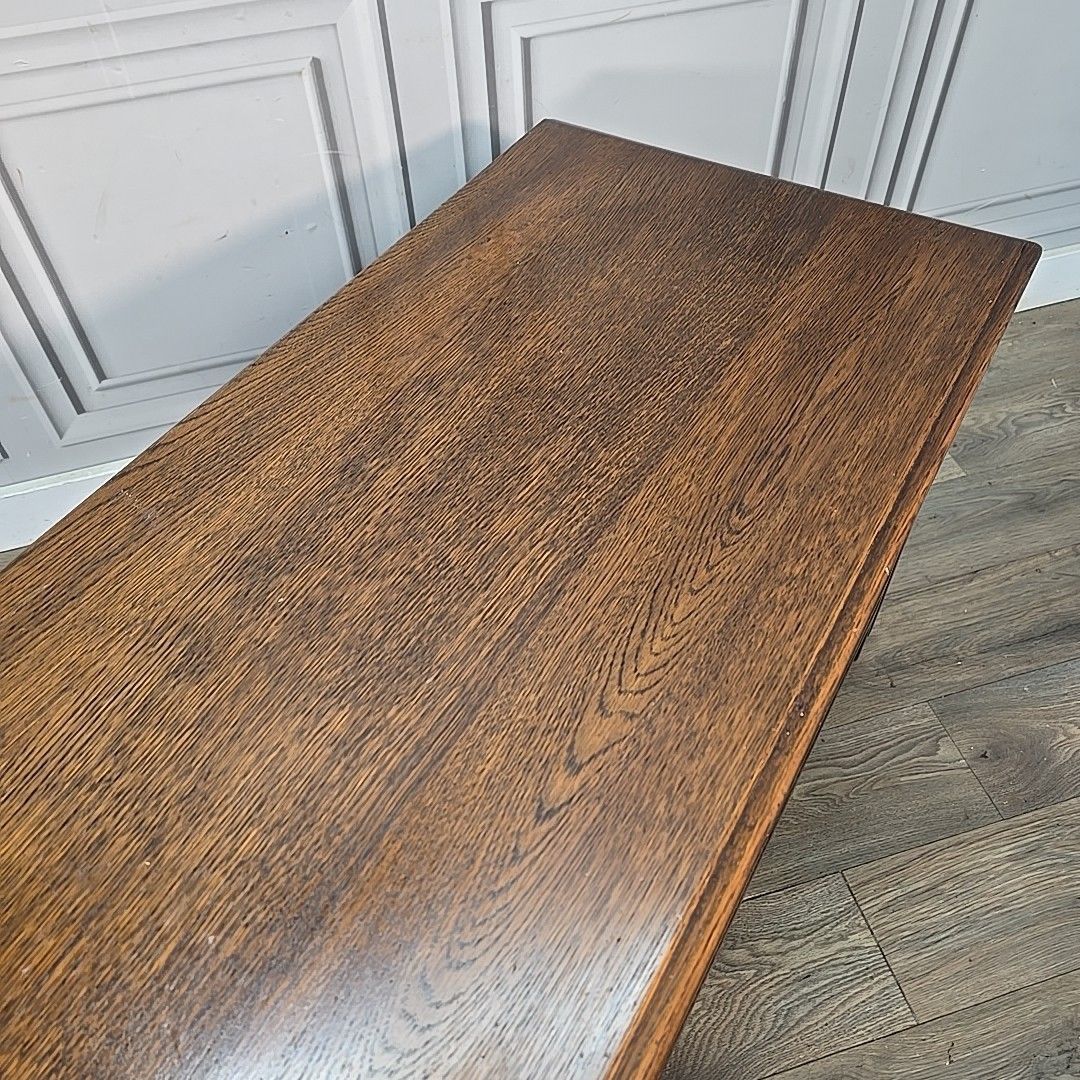 photo furniture Antique Oak Trunk Chest Carved Linenfold Blanket Storage Box Coffer Vintage