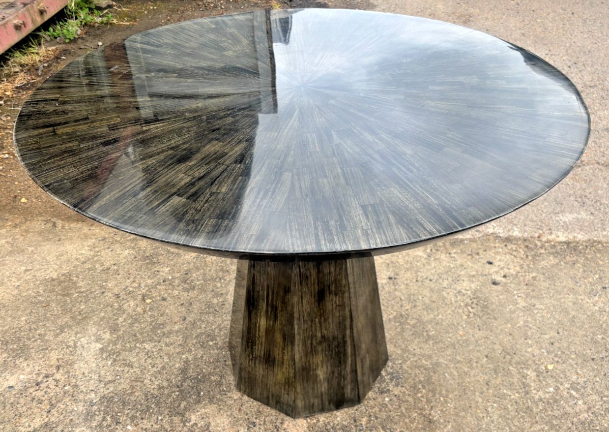 Made Goods Noctua Dark Faux Horn Finish Dining Table Ex Display photo Furniture