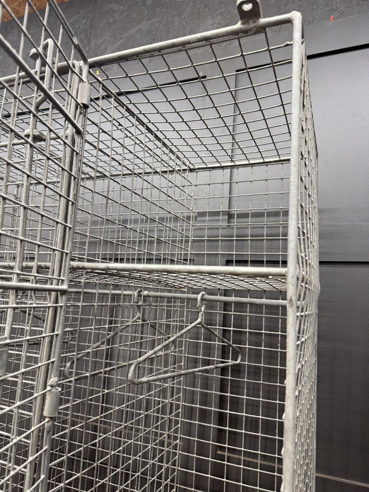 Industrial Vintage Wire Mesh Three Door Locker Storage Cabinet Cage Wardrobe photo for sale