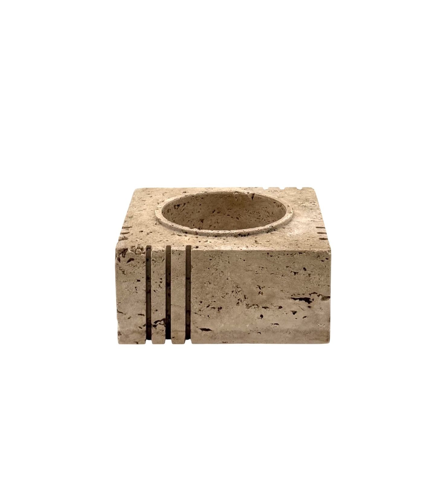 Travertine Cubic Vide Poche / Ashtray, Cerri Nestore, Italy, 1970s photo vinterior