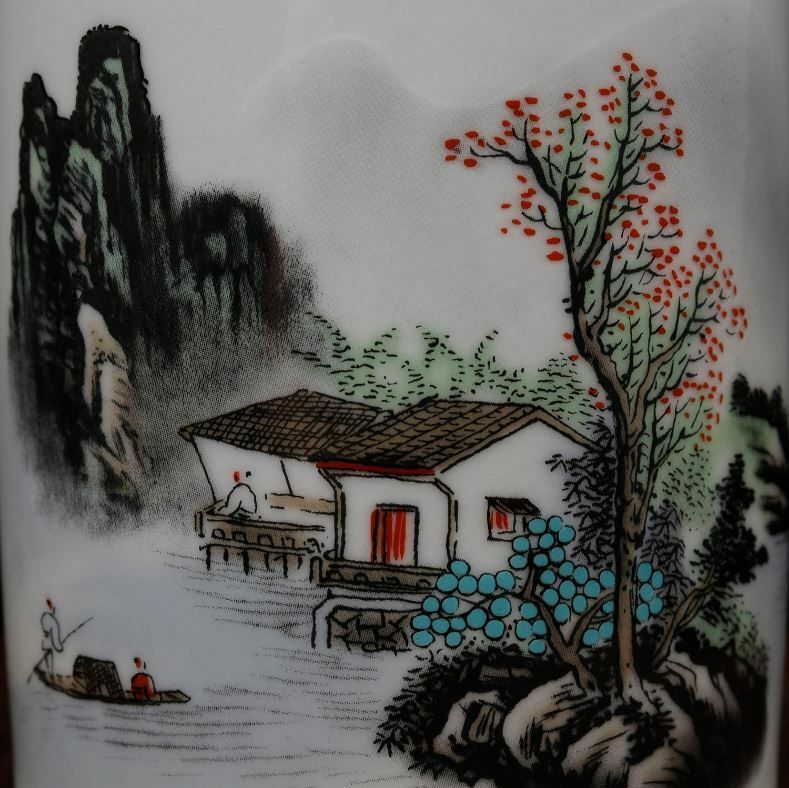 Hand Painting Porcelain Brushpen Pot With Scenic Decoration photo for sale