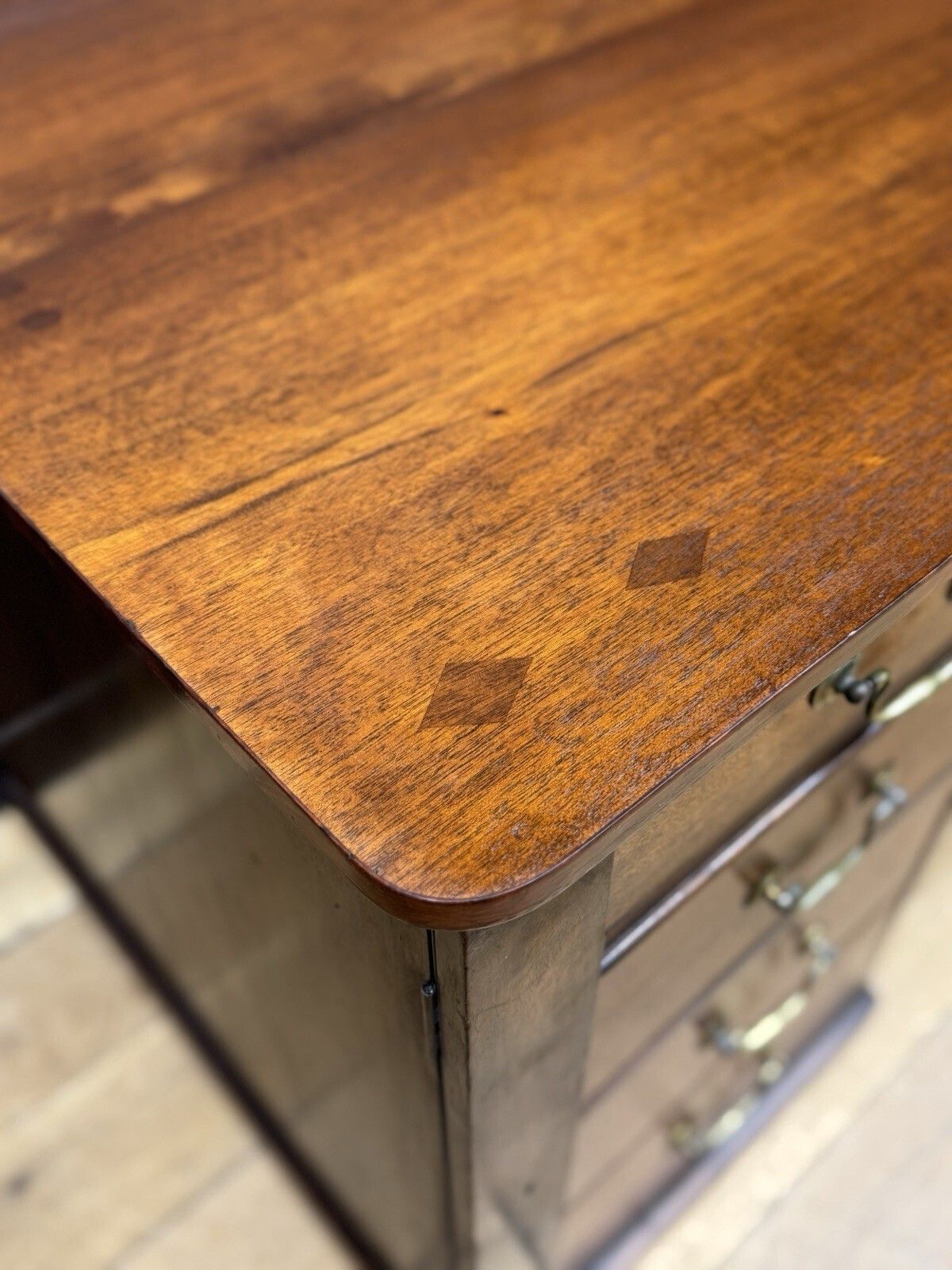 Antique Mahogany Twin Pedestal Desk Kneehole Writing Office Desk Computer Desk photo vinterior