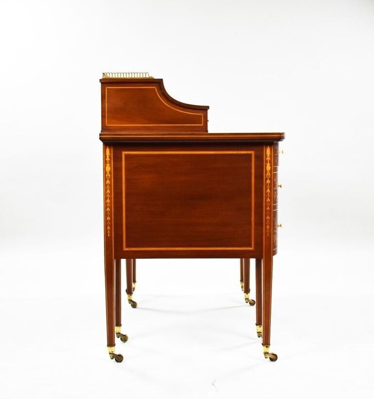 Victorian Sheraton Revival Marquetry Inlaid Carlton House Desk photo Furniture