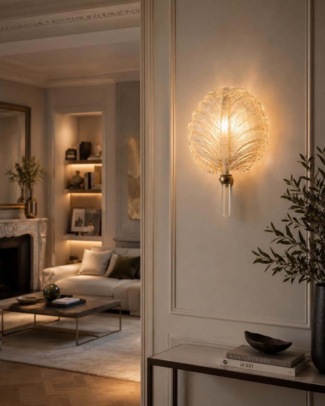 Barovier & Toso Murano Gold Glass And Brass Wall Light, Italy, 1960s photo for sale