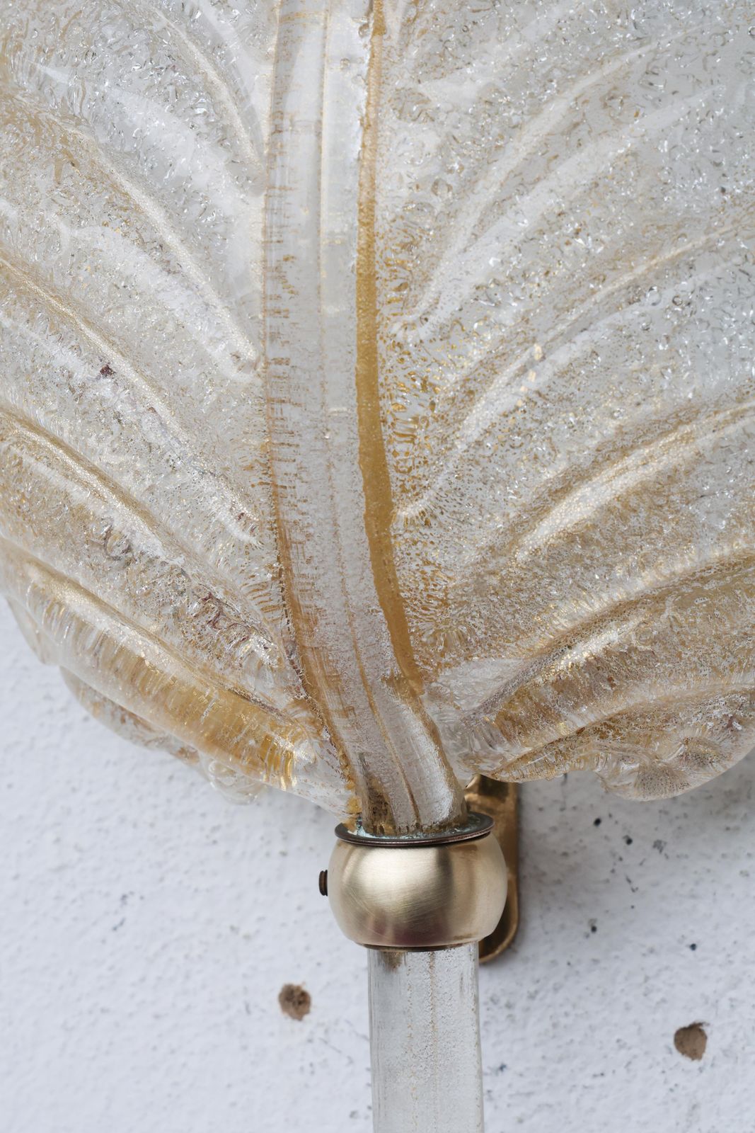 Barovier & Toso Murano Gold Glass And Brass Wall Light, Italy, 1960s photo Lighting