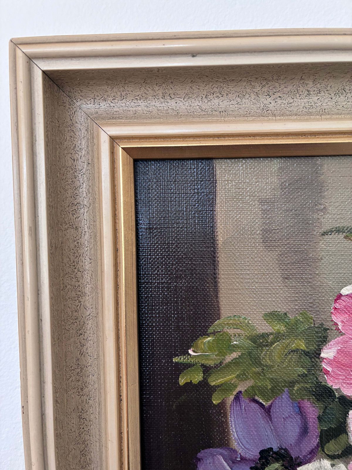 Vintage Original Flower Oil Painting, Signed Floral Still Life photo vinterior