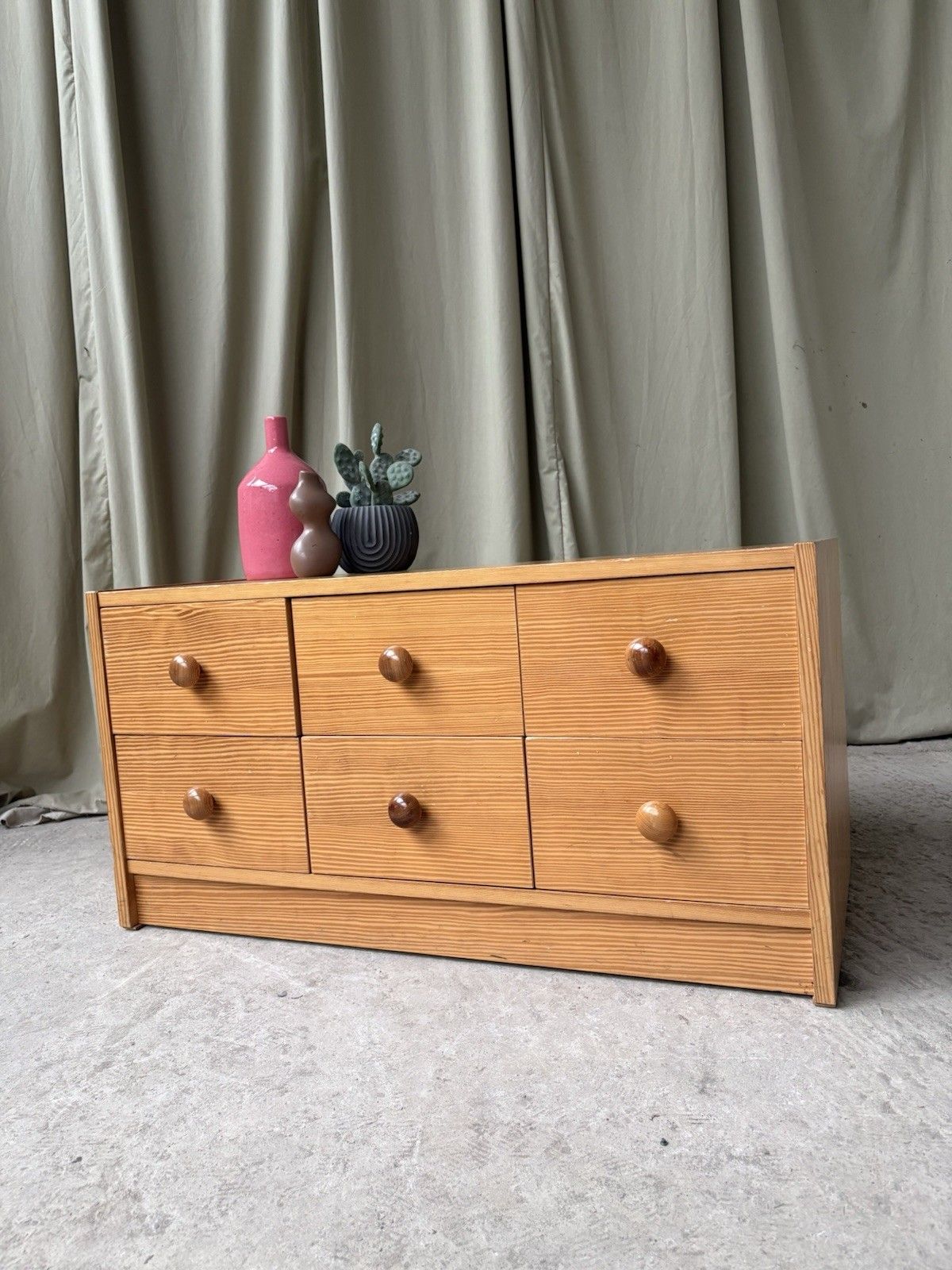 Vtg Late Mid Century East German Low Chest Drawers Scandi Danish Sideboard R1190