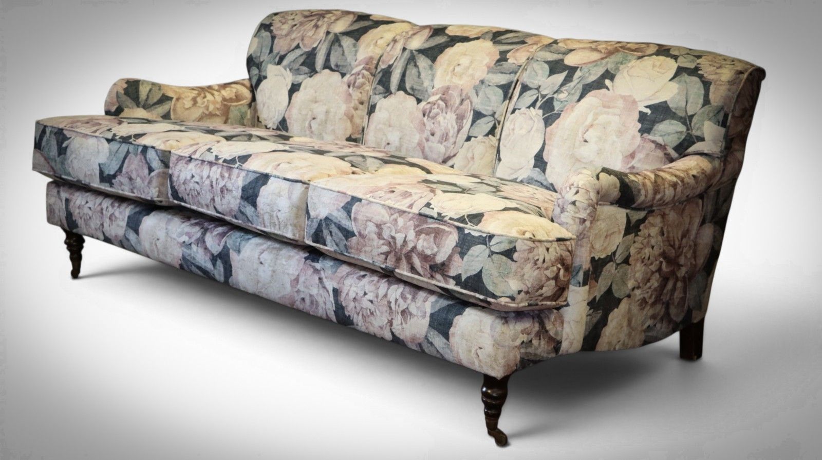 Stunning George Smith Howard Sons Style 3 Seater Elegant Sofa Floral Velvet 🚚 photo for sale