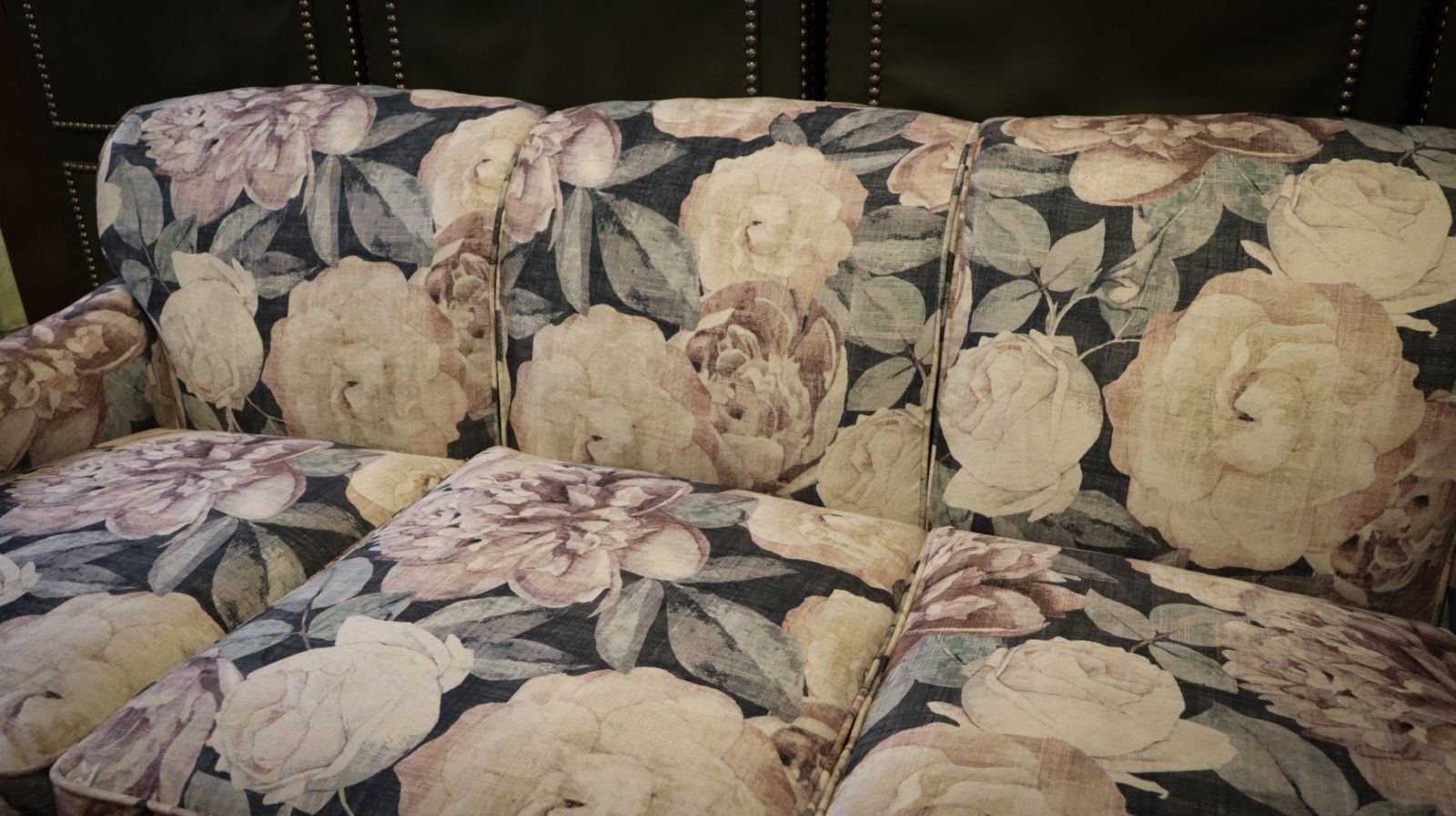 Furniture Stunning George Smith Howard Sons Style 3 Seater Elegant Sofa Floral Velvet 🚚 photo