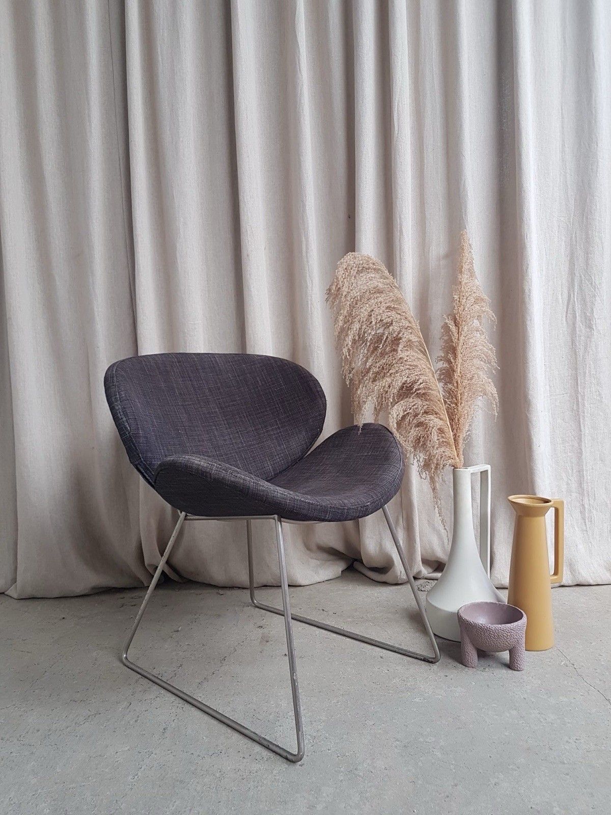 Vtg Late Mid Century Modernist Chrome Accent Side Chair Lounge Retro R817